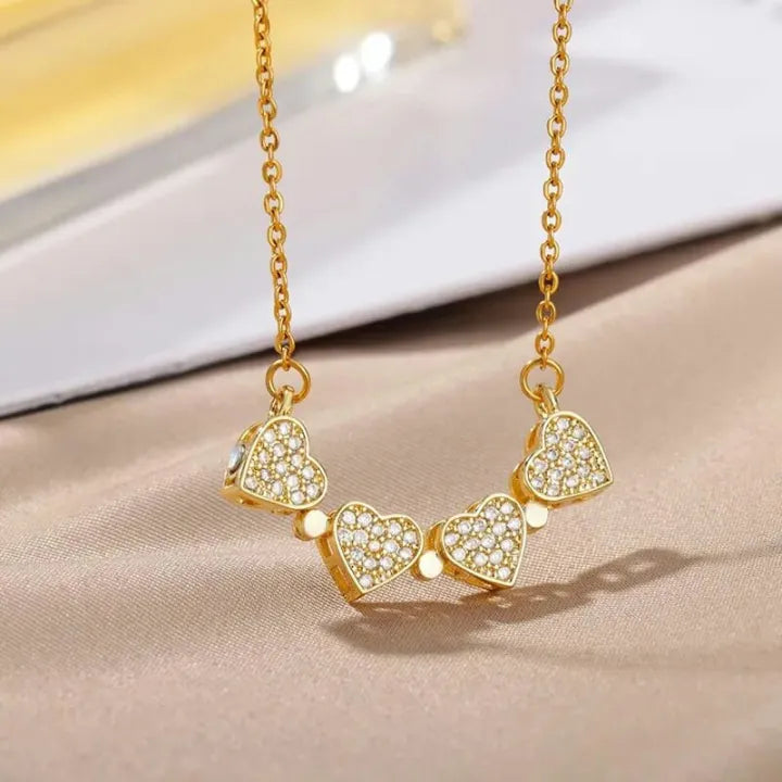 Four-Leaf Heart Clover Magnetic Pendant Necklace & Ring Set