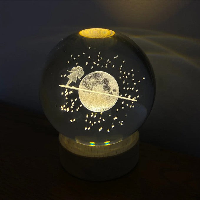 Saturn Crystal Ball Lamp, 3D Glowing Planet Lamp, Crystal Ball Lamp Desk Lamp