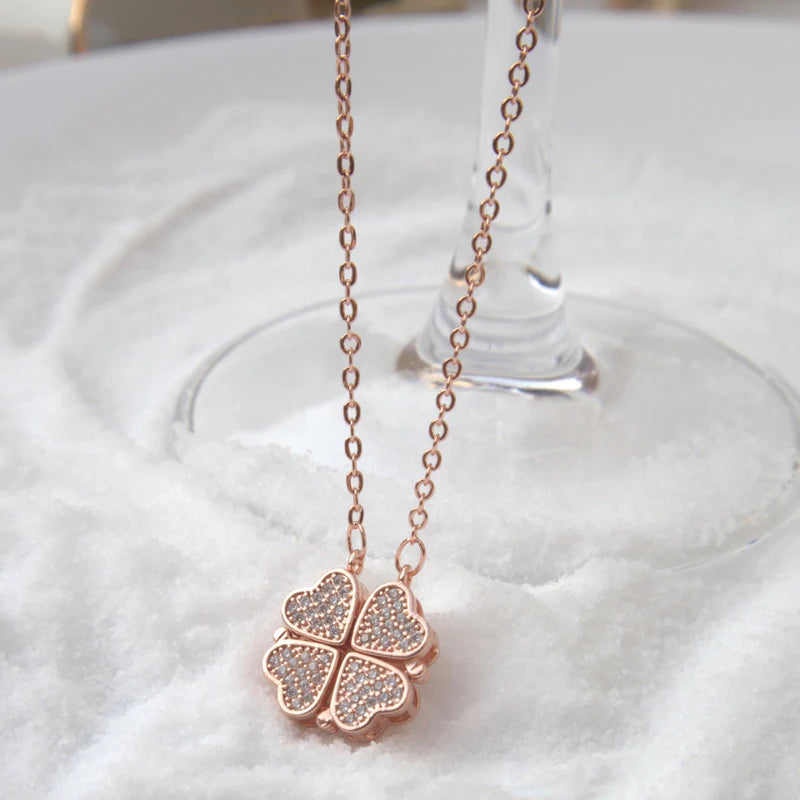 Most Beautiful Four-Leaf Heart Clover Magnetic Necklace