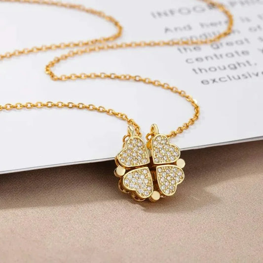 Most Beautiful Four-Leaf Heart Clover Magnetic Necklace
