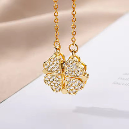 Most Beautiful Four-Leaf Heart Clover Magnetic Necklace