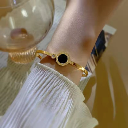 New Classic Round Roman Design Gold Color Bracelet Bangles for Women