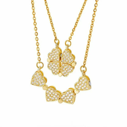 Most Beautiful Four-Leaf Heart Clover Magnetic Necklace