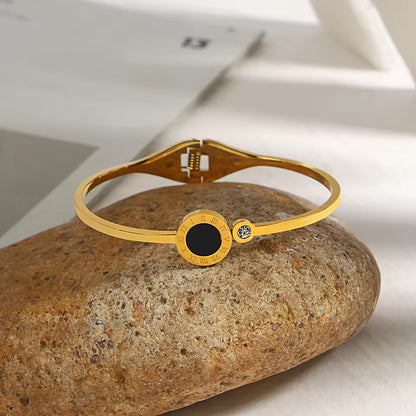 New Classic Round Roman Design Gold Color Bracelet Bangles for Women