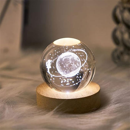 Saturn Crystal Ball Lamp, 3D Glowing Planet Lamp, Crystal Ball Lamp Desk Lamp