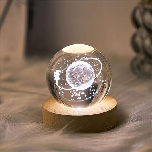 Saturn Crystal Ball Lamp, 3D Glowing Planet Lamp, Crystal Ball Lamp Desk Lamp