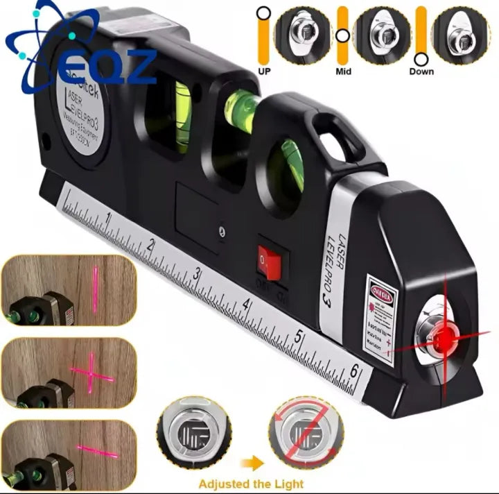 Laser Level Multipurpose Line Laser Leveler Tool With 8FT 2.5M Standard Measure Tape and Metric Rulers