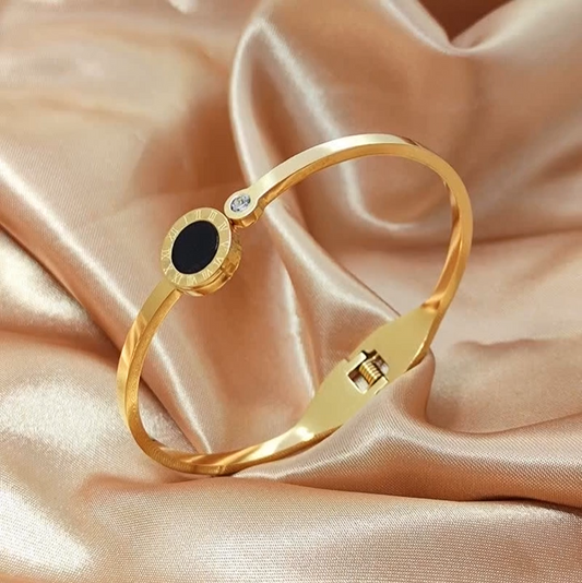 New Classic Round Roman Design Gold Color Bracelet Bangles for Women